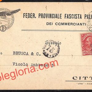 ah5082 - STORIA POSTALE - Palermo Città -Feder. Provinciale Fascista Palermitana