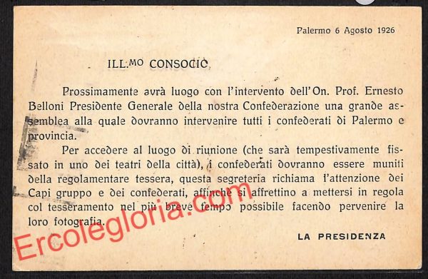 ah5082 - STORIA POSTALE - Palermo Città -Feder. Provinciale Fascista Palermitana - immagine 2