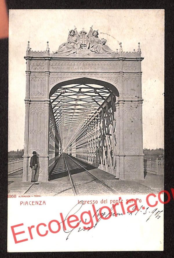 ah7454 - CARTOLINA D'EPOCA - Piacenza Città - Ingresso del Ponte sul Po