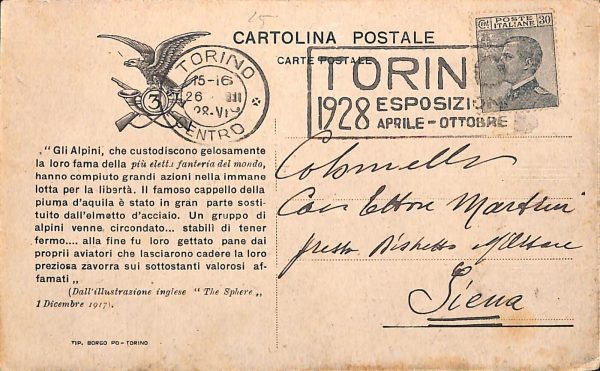 ac6839 - CARTOLINA D'EPOCA - REGGIMENTALI - Alpini  1928 - immagine 2