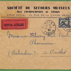 ad6487 -   INDOCHINE - Postal History -  Service Accelere COVER to COCHINCHINE!