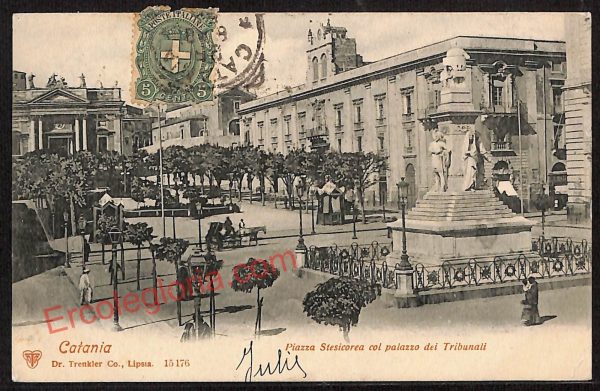 ae4730 - CARTOLINA D'EPOCA - Catania Città - Piazza Stesicorea