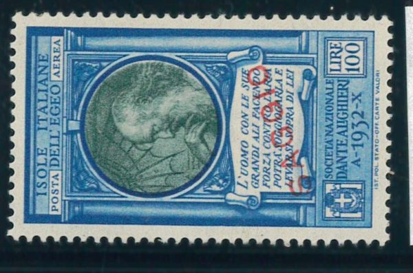 P3304 B - ISOLE ITALIANE DEL EGEO, POSTA AEREA LIRE 100.- , SOVRASTAMPATO SAGGIO