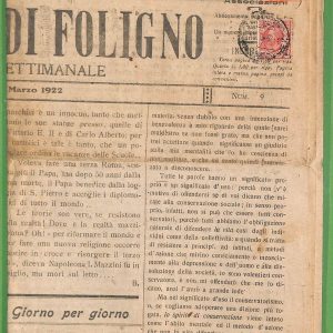 ZA1764 - GIORNALE D'epoca -  1922 - GAZZETTA di FOLIGNO 1922