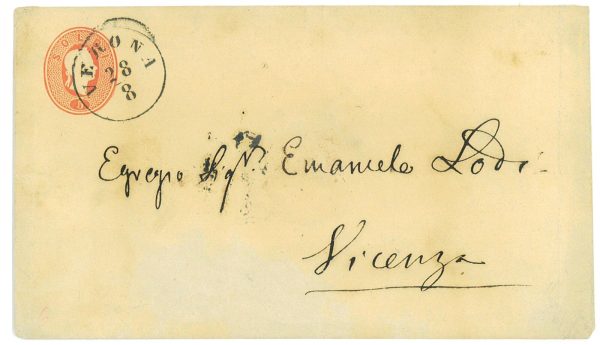 P4109 - ITALY/AUSTRIA, LOMBARDO VENETO, STATIONERY ENVELOPPE SOLDI 5