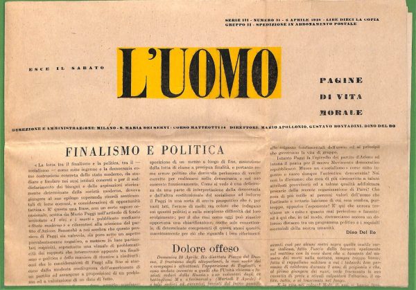 ZA1774 - GIORNALE D'epoca  - Aprile  1946   - L'UOMO Milano