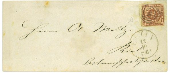 P2862 - DENMARK YVERT NR. 8 1860 FROM EUTIN, NUMBER CANCELLATION 115.