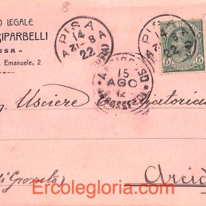 ad0149 - CARTOLINA D'EPOCA - Pisa Città - Studio Legale SILVIO RIPARBELLI  1912