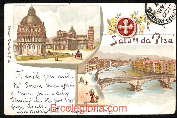 ad0196 - CARTOLINA D'EPOCA - Pisa Città - Oreste Scarlatti  1897