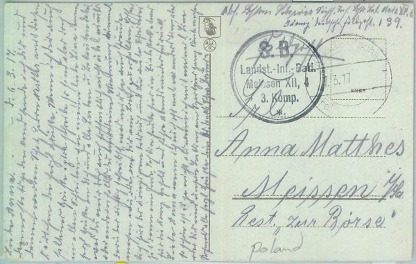 83935 - POLAND - POSTAL HISTORY: Military Mail FELDPOST POSTCARD: Białystok 1917