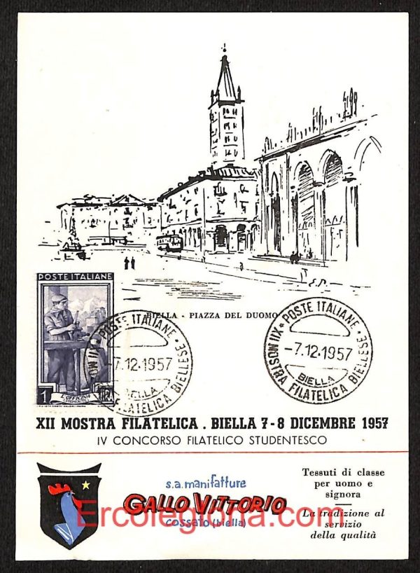 ae1783 - CARTOLINA  D'EPOCA - Biella Città - Piazza  del Duomo