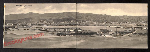 ag8427 - CARTOLINA DOPPIA D'EPOCA - Messina Città - Panorama