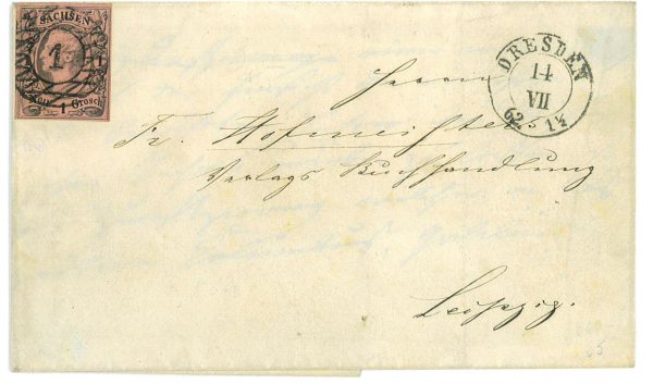 P2873 - SAXSEN, MICHEL NR. 9 ON FOLDED LETTER, LUXUS QUALITY