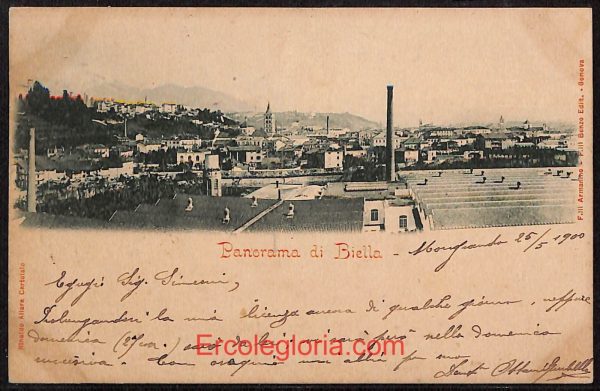 ae1798 - CARTOLINA  D'EPOCA - Biella Città - Panorama   1900