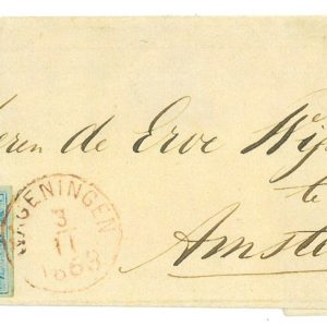 P2884 - NETHERLANDS NR 1 , 2 PIECES, 4 MARGINS ALL AROUND , 1863,
