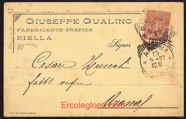 ae1807 - CARTOLINA  D'EPOCA - Biella Città - Giuseppe Gualino  1897