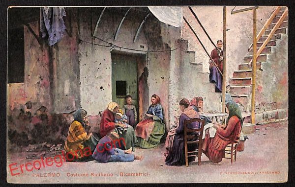 ah5227 - CARTOLINA D'EPOCA - Palermo Città - Costumi Siciliani
