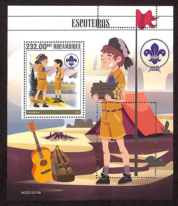 A9126 - Mozambique - ERROR MISPERF Stamp Sheet - 2021 - SKOUTING