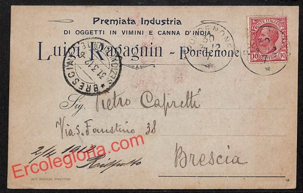 ah8864 - STORIA POSTALE - Pordenone Città - Luigi Ragagnin