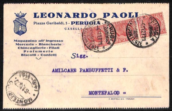 aa9836 - CARTOLINA  D'EPOCA - Perugia Città - Piazza Garibaldi  1927