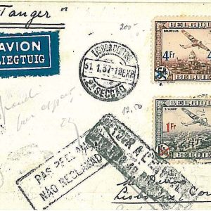 x379 - BELGIUM - POSTAL HISTORY - 1st FLIGHT COVER  PARIS - LISBONNE via TANGER