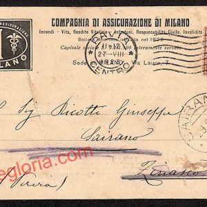 ag9216 - STORIA POSTALE - Milano Città - Compagnia di Assicurazione di Milano