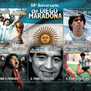 FOOTBALL Calcio - Sao Tome' & Principe - 2010 Foglietto: 50 anni di  MARADONA !!