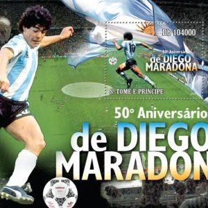 FOOTBALL Calcio - Sao Tome' & Principe - 2010 Foglietto: 50 anni di  MARADONA !!