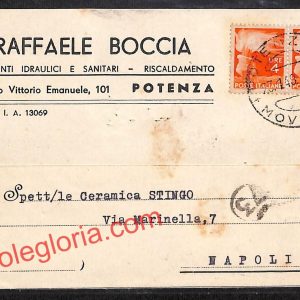 ah8921 - STORIA POSTALE - Potenza Città - Raffaele Boccia