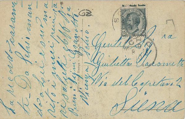 P0454 - ITALIA Regno - Storia Postale - VARIETA' su CARTOLINA - LEONI # 108faa