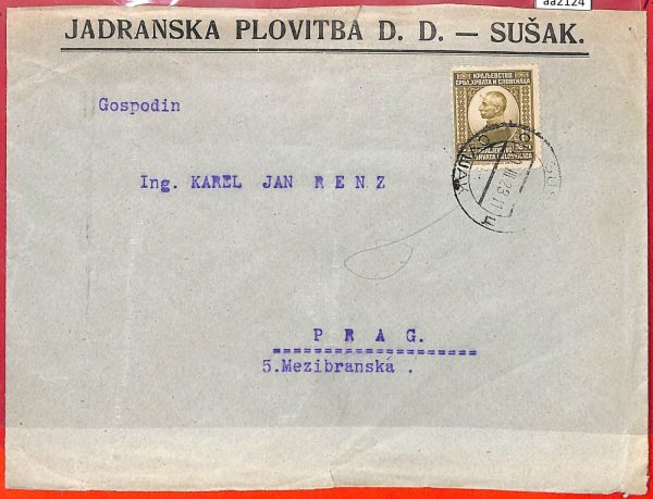 aa2124 - SERBIA - POSTAL HISTORY -  COVER from SUSAK to PRAG  1923