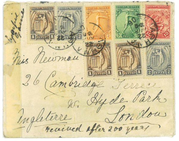 P3425 - OLYMPIC GAMES , GREECE , 22.4.1906, 25 LEPTA RATE,