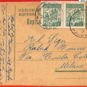 aa2147  - YUGOSLAVIA - POSTAL HISTORY -   STATIONERY CARD to ITALY  1949