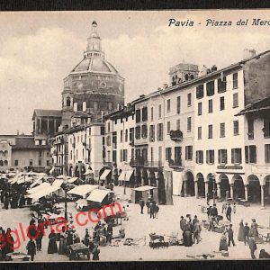 ah5948 - CARTOLINA  D'EPOCA - Pavia Città - Piazza del Mercato