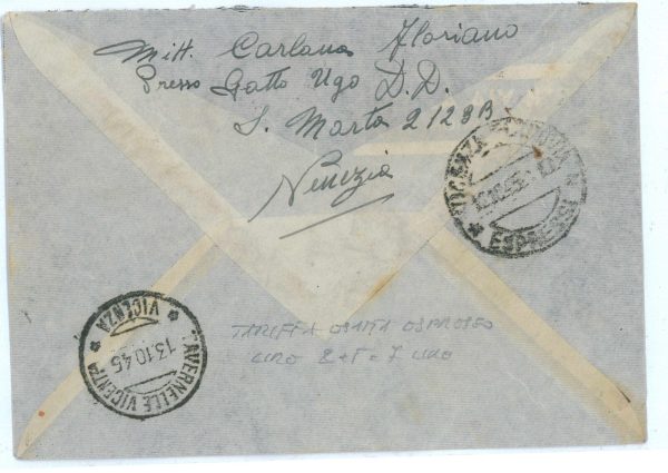 P2490 - ITALIA MISTA, MONUMENTI DISTRUTTI LUOGOTENENZA 11. 10 1945 PER ESPRESSO. - immagine 2