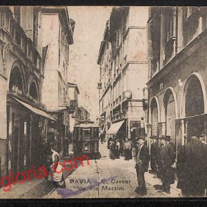 ah5953 - CARTOLINA  D'EPOCA - Pavia Città - C. Cavour da Via Mazzini