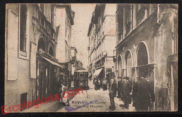 ah5953 - CARTOLINA  D'EPOCA - Pavia Città - C. Cavour da Via Mazzini