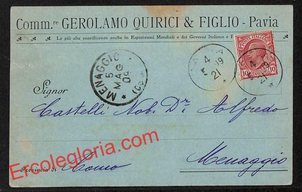 ah5957 - STORIA POSTALE - Pavia Città - Gerolamo Quirici e Figlio