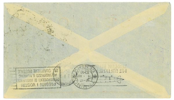 P4281 - BRAZIL ZEPPELIN, OCTOBER 1932 TO ITALY, USING A AEROPOSTALE ENVELOPPE - immagine 2