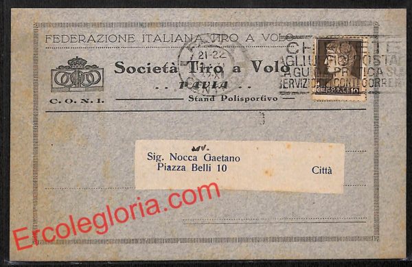 ah5966 - STORIA POSTALE - Pavia Città - Società Tiro a Volo