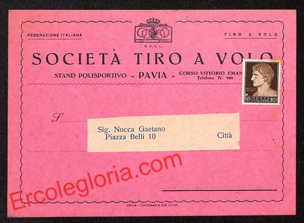 ah5967 - STORIA POSTALE - Pavia Città - Società Tiro a Volo