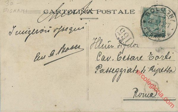 P0444 - CARTOLINA  D'EPOCA - Pubblicitaria Illustrata - BIGNAMI  1910 BOLOGNA - immagine 2
