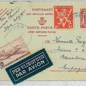 36795  -  BELGIUM  - POSTAL HISTORY - STATIONERY CARD airmail to SPAIN 1946