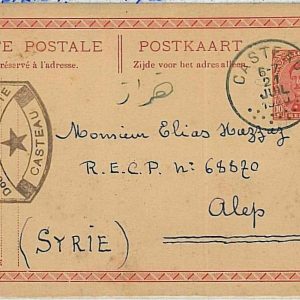 36792 - BELGIUM - POSTAL HISTORY - STATIONERY CARD from CASTEAU to SYRIA  1920