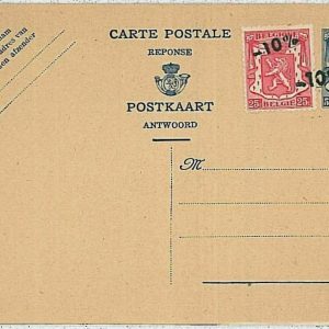 36791 - BELGIUM - POSTAL HISTORY -  Overprinted  STATIONERY CARD