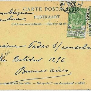 36789  - BELGIUM - POSTAL HISTORY -  STATIONERY CARD to BUENOS AIRES 1903