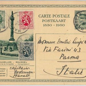 41930 -  BELGIUM Belgique   POSTAL HISTORY -  STATIONERY CARD to ITALY  1930