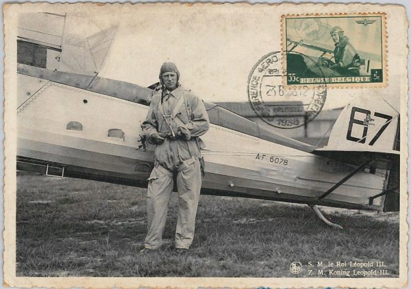57001 - BELGIUM - POSTAL HISTORY: MAXIMUM CARD 1938 - ROYALTY / Aviation