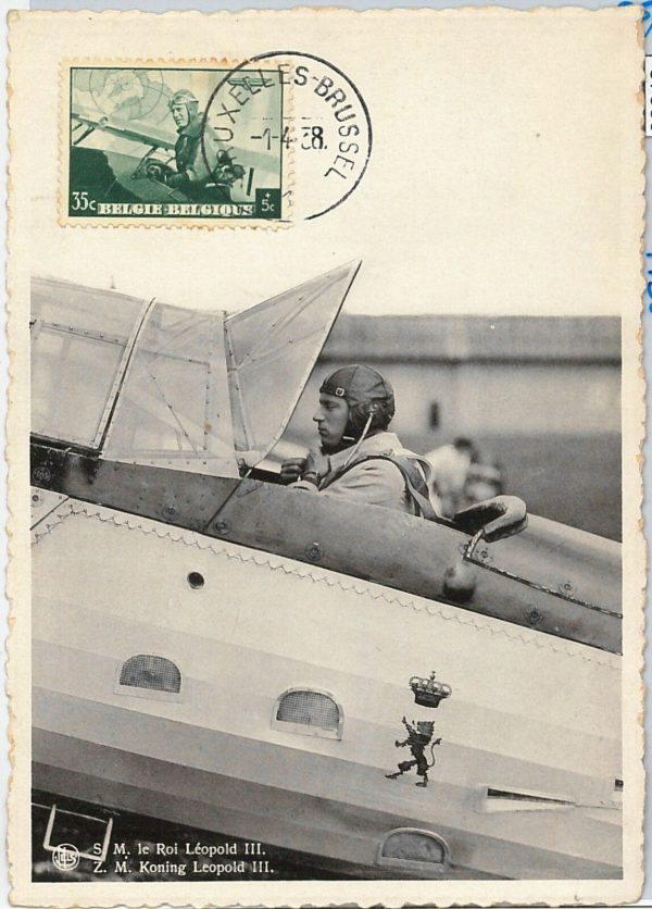57000 - BELGIUM - POSTAL HISTORY: MAXIMUM CARD 1938 - ROYALTY / Aviation