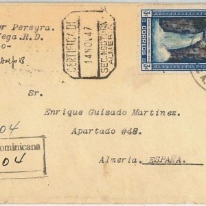 64645 -  DOMINICANA - POSTAL HISTORY - COVER to SPAIN 1947 - WATERFALL Palm Tree